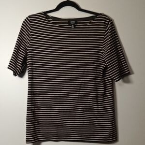 Jones New York Black and White Striped Top